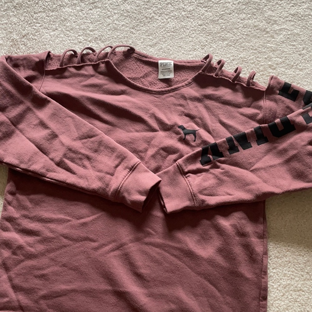 Cute Open Shoulder Pink Sweatshirt